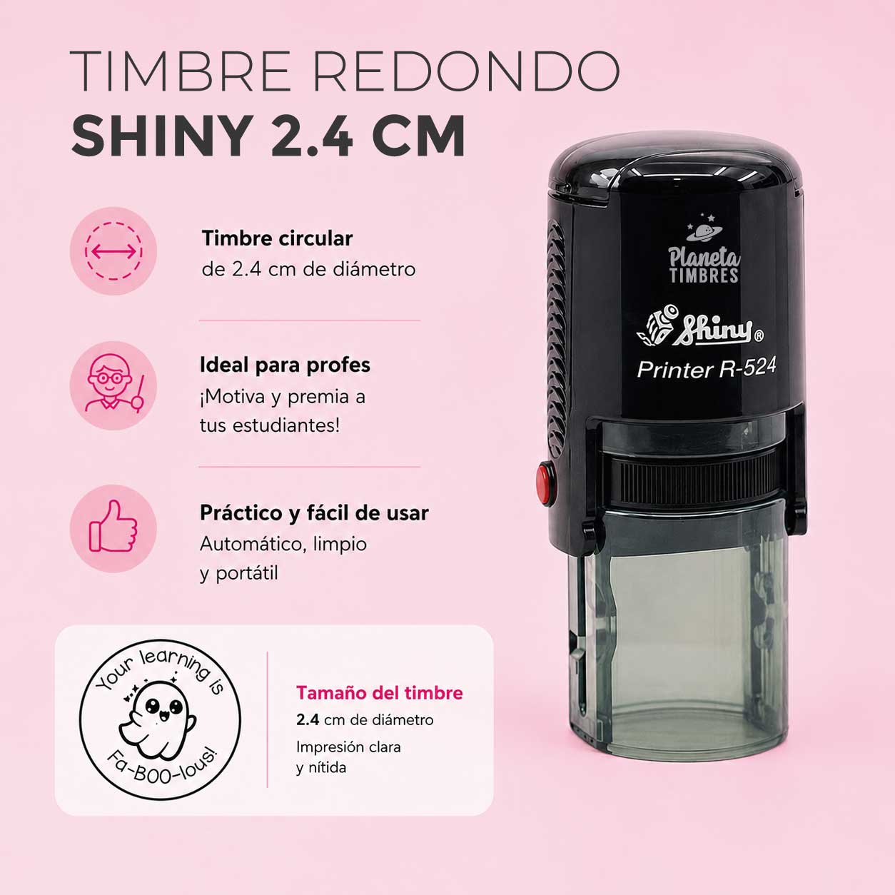 Timbre circular Shiny 2.4 cm
