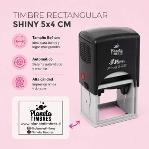 Timbre automático rectangular 5x4 cm Shiny S-837